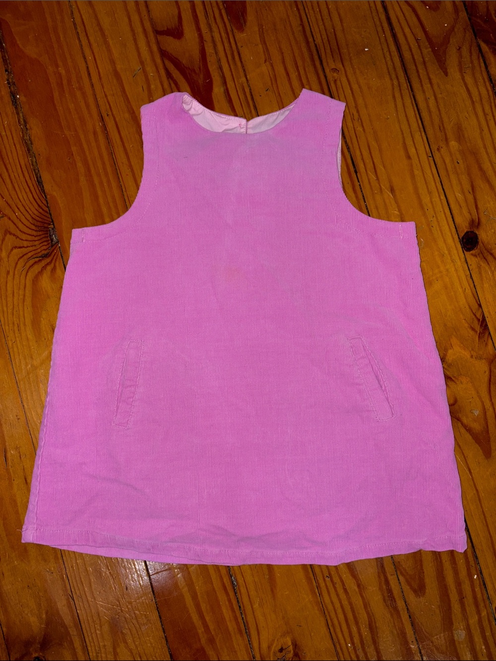 Girls Sleeveless Pink Corduroy Pinafore Dress